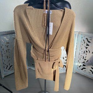 Wrap Knit Sweater, Comes with Necklace in Picture.